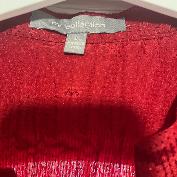 NY Collection Vibrant Red Ruffle Blouse - Picture 5 of 7